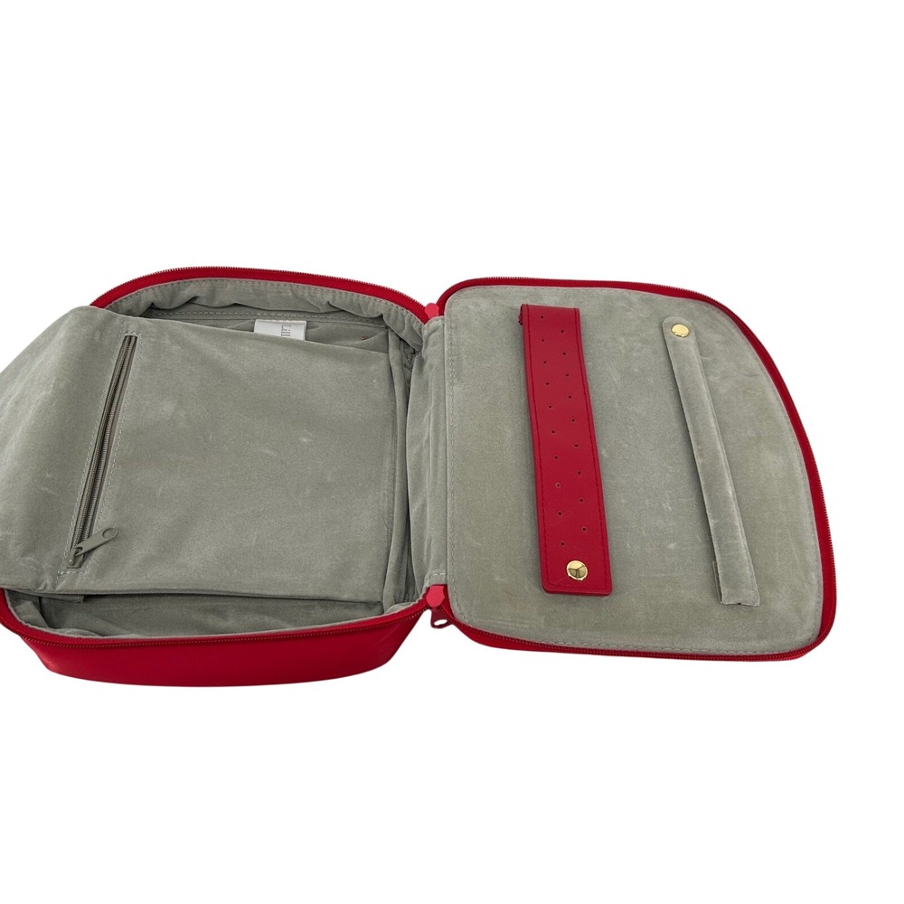 Lillian Vernon Red Travel Jewelry Organizer Case Bag Storage Zipper Pouch